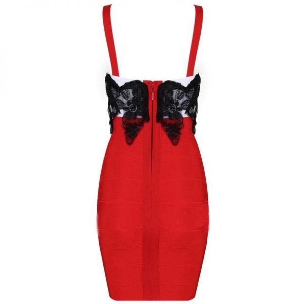 Ambre Red Laced Bandage Dress