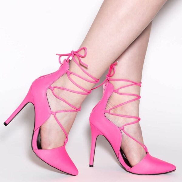 Fashion Blogger Lace-Up Heel Pink