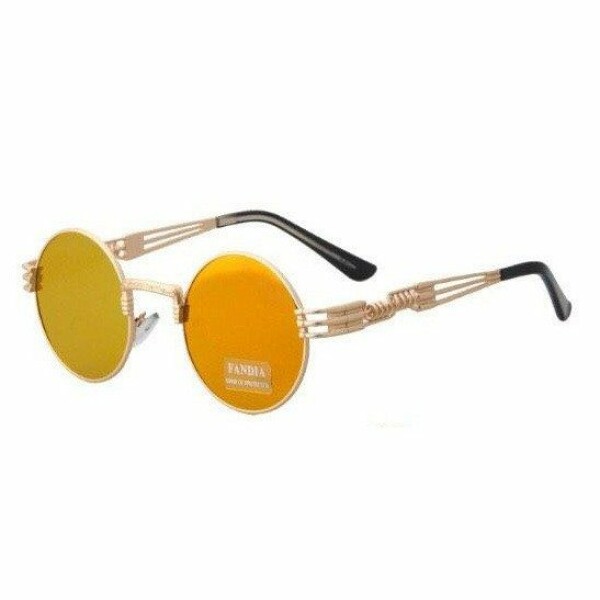 Vintage Metal Round Uv400 Protection Oculos Retro Sunglasses Orange