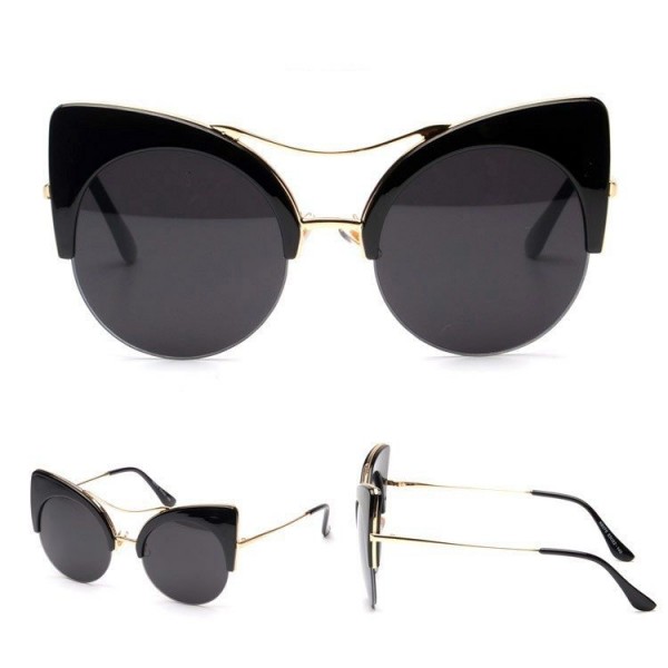 Printed Round Frame Summer Fashion Vintage Sunglasses Black