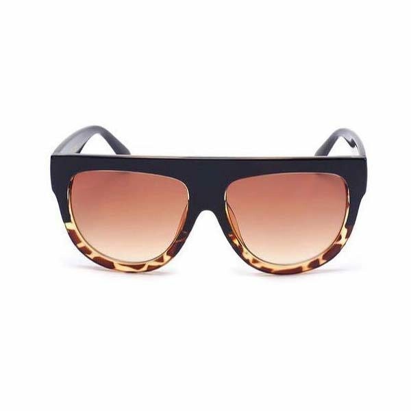 Black And Leopard Flat Top Sunglasses