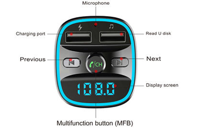 Earldom Et-M31 Bluetooth Fm Transmitter 2.4A Dual Usb Car Charger Modulator